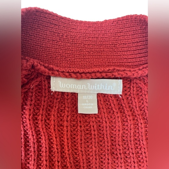 Woman Within Plus Size Button-Front Shaker
Cardigan Red Orchard Size 18/20 L - Picture 9 of 10